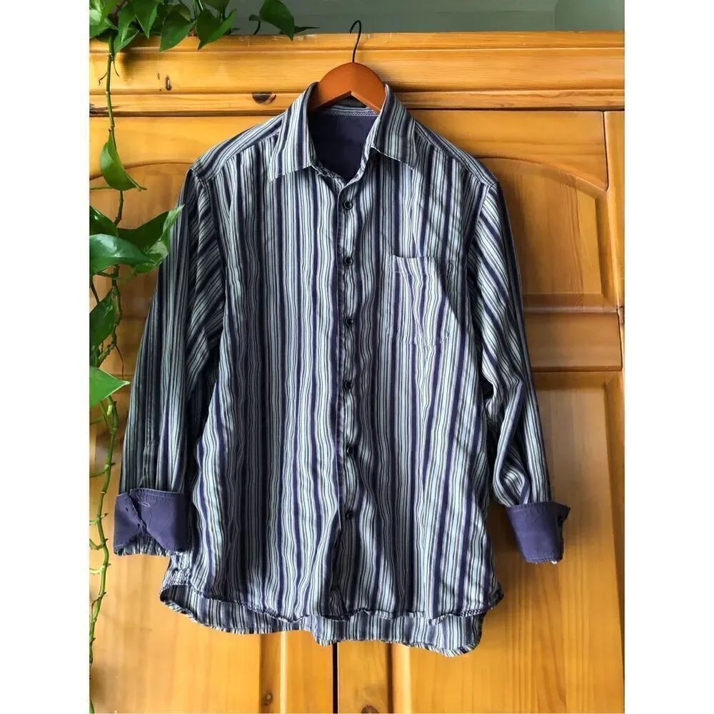 Tommy Bahama Shirt Multicolor Stripe Button Down Silk SZ L